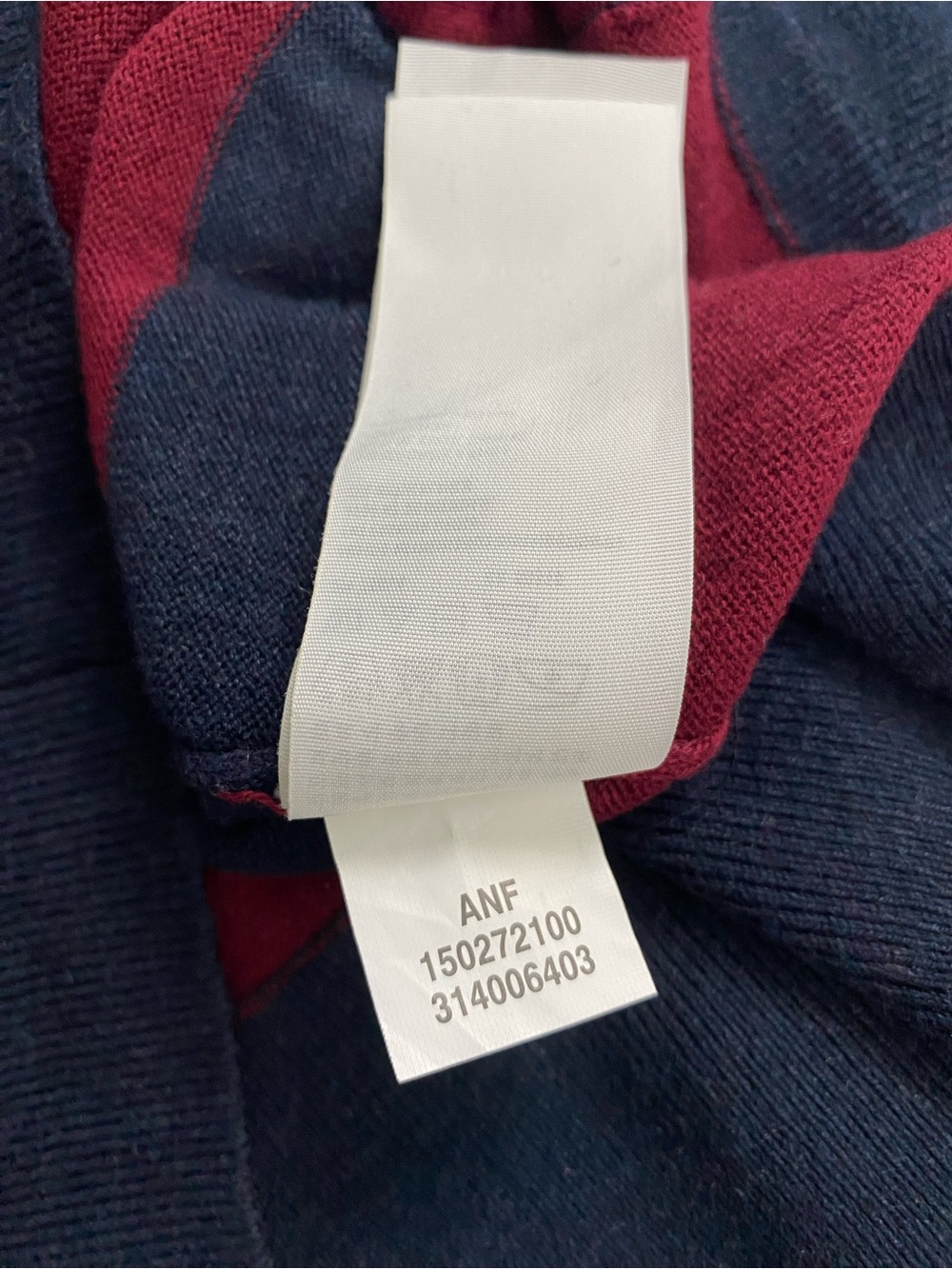 Abercrombie & Fitch Y2K Striped Bow Detail Long Sleeve Cardigan | Burgundy/Navy - Picture 15 of 16